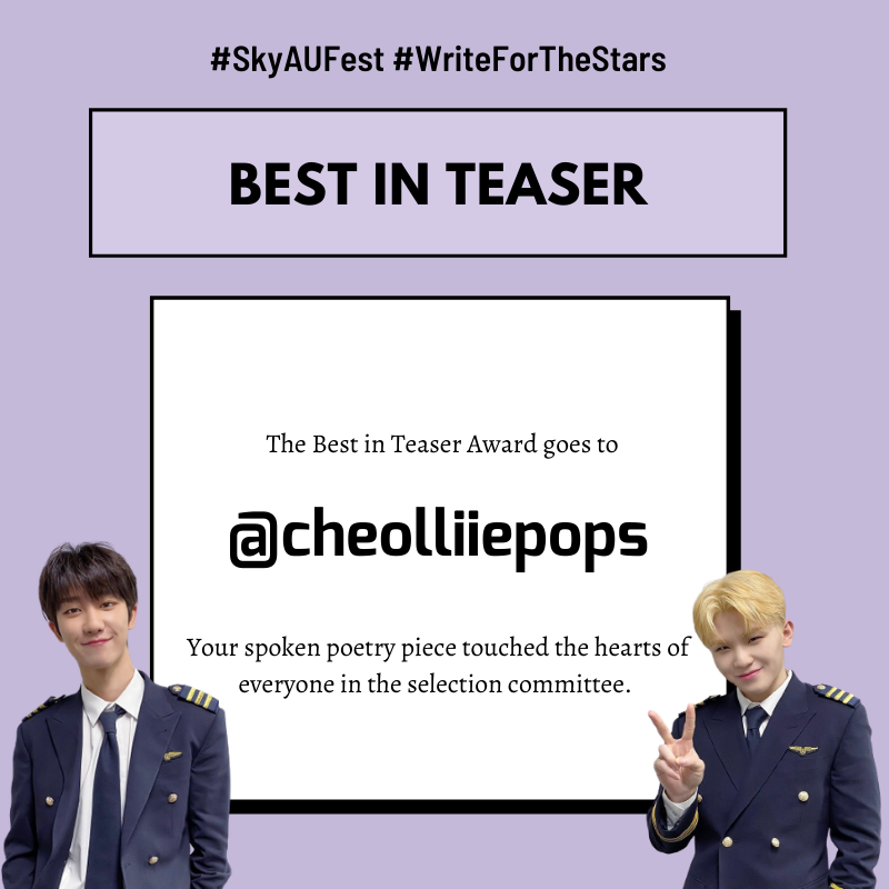 1004_YOONJEONG's tweet photo. BEST IN TEASER | @cheolliiepops 

Congratulations for the captivating spoken poetry piece that was able to touch the heart of everyone. 

#SkyAUFest #WriteForTheStars 

watch the teaser here: https://t.co/BokOAzN0uL https://t.co/JoW9miQqhg