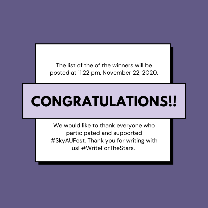 1004_YOONJEONG's tweet photo. Find out the winners of the #SkyAUFest with us later at 11:22 pm! We would also like to congratulate everyone for a job well done. ✈⭐

#WriteForTheStars https://t.co/vuxJQlCl3N