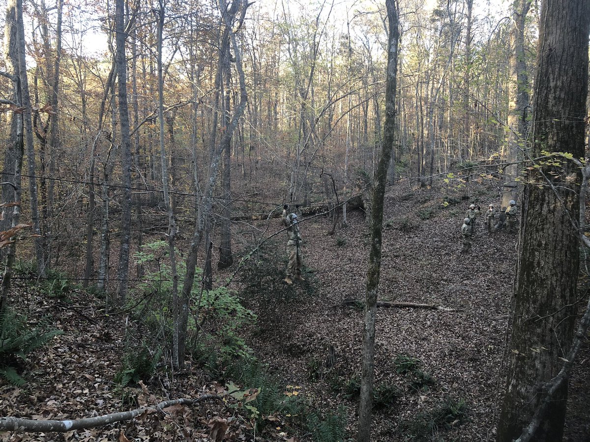 ArmyClemson's tweet photo. Cadets went through a rope bridge course this lovely morning courtesy of SFC Jacoba https://t.co/k7JYAzRqNs