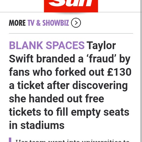fentyvibesz's tweet image. The same show for which she sold all tickets and which ended up being full the same night? When will Taylor without cheating? 🤩
#BLANKSpaces