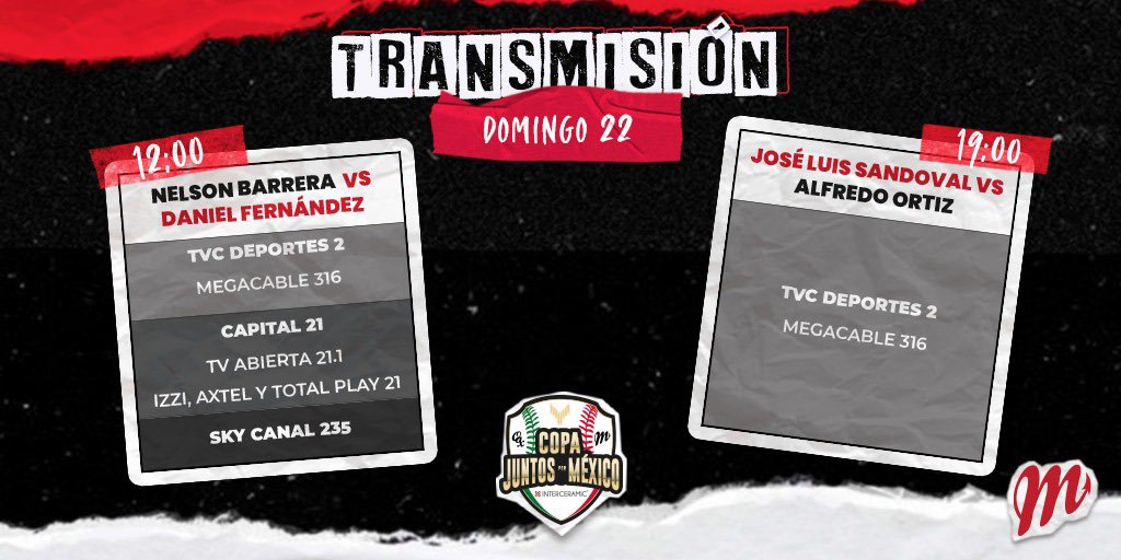 DiablosRojosMX's tweet photo. La #CopaJuntosPorMx 🇲🇽🏆 se vive a través de @TVCDeportes, @Capital_21, @SKYSportsMX y nuestras redes sociales. 📺 👀

No te pierdas la transmisión de los juegos 👇🏼⚾️😎 https://t.co/QihSjESU5i