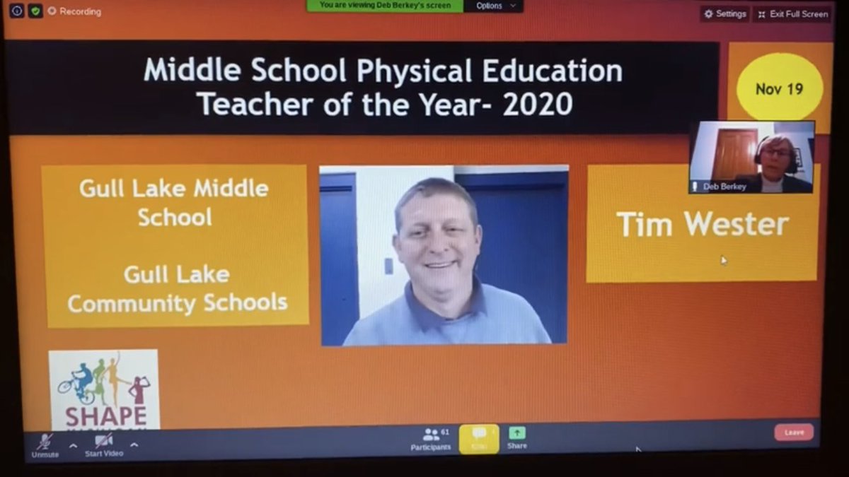 GLCS_Foundation's tweet image. Congratulations to Tim Wester - SHAPE America&apos;s Michigan PE Teacher of the Year.  Gull Lake is lucky to have you in our District Mr. Wester.  Thank you for all you do! #GLCS #GLCSFoundation