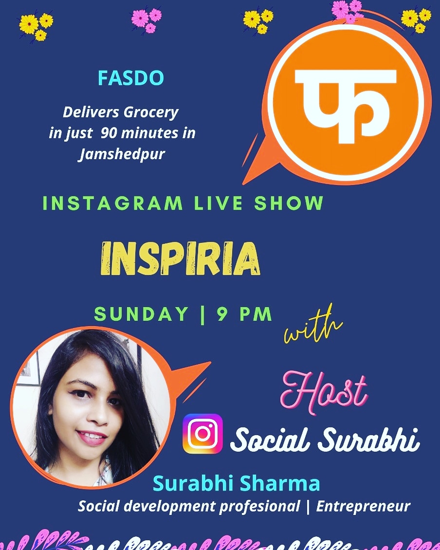 socialsurabhi's tweet photo. @FasdoJsr promises to bring your Grocery and Daily use Products within 90 mins.People behind this are just in their 20s but already have  guts to make big things happen. Meet them at my show INSPIRIA today at 9 pm 
https://t.co/cVPdwKZw02 https://t.co/9us8k4Zu11
