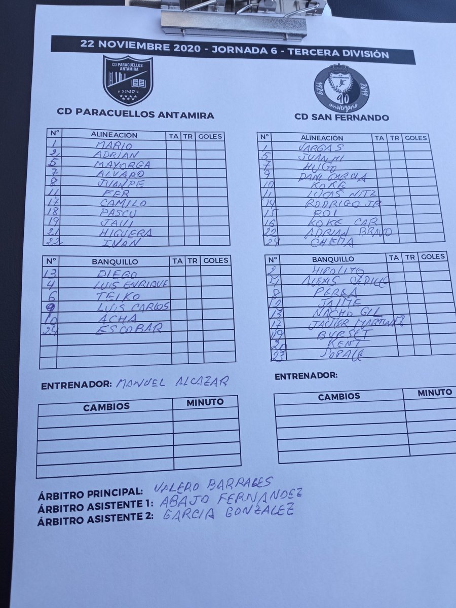 Todo dispuesto en Paracuellos para que a las16.00 horas, arranque el choque entre <a href="/CD_Paracuellos/">la verdad del deporte</a> y @CDSanFernando1. Estas son las alineaciones.