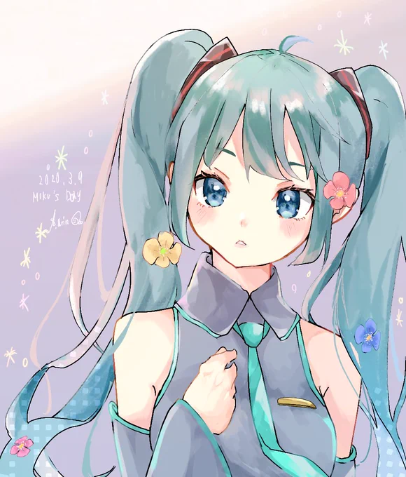 #いいツインテールの日 
#イラスト

過去絵から探してきました!
圧倒的ミク率? 