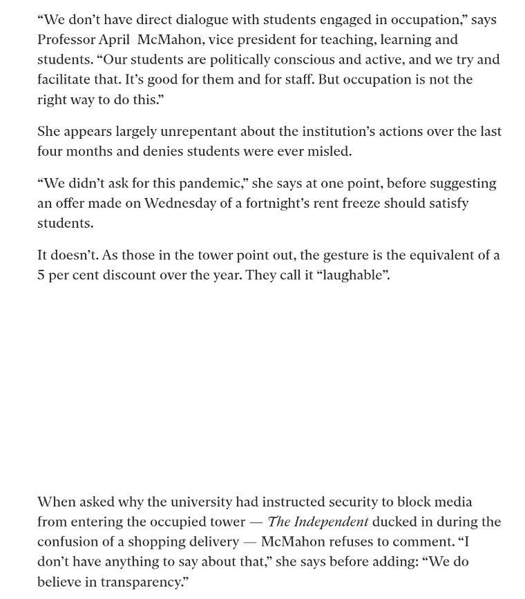 UUKspin's tweet photo. April McMahon, the "VP" (i.e. PVC) for teaching and learning at University of Manchester, has been in the news again for her misguided remarks. A reminder that McMahon was once a VC at Aberystwyth; her "reign" at the Welsh university was described as a "dictatorship". #UUKspin https://t.co/AQr67JDVfR