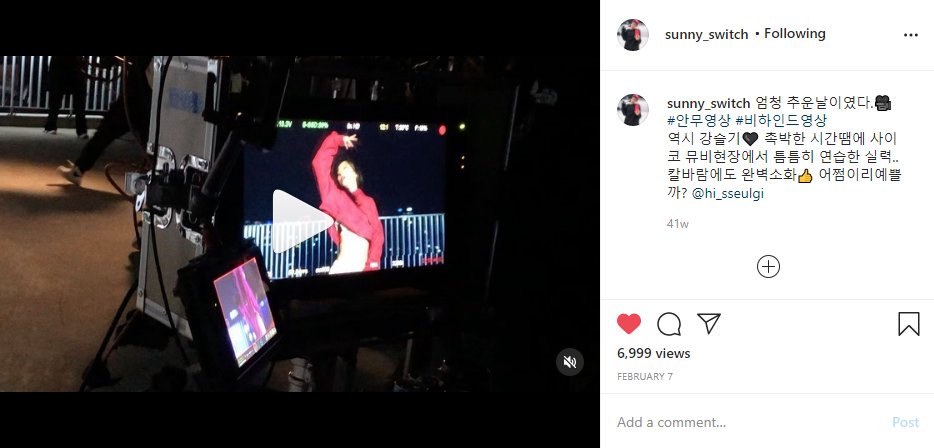 seulpics's tweet photo. 200207
"It was a very cold day. 🎥#DanceVideo #BehindVideo
As expected of Kang Seulgi 🖤 The abilities she practiced at the Psycho Music Video shooting location because we were pressed for time. Perfect even against the biting wind. 👍 How can you be so pretty?"
#슬기 @RVsmtown https://t.co/aj6imIpf4a