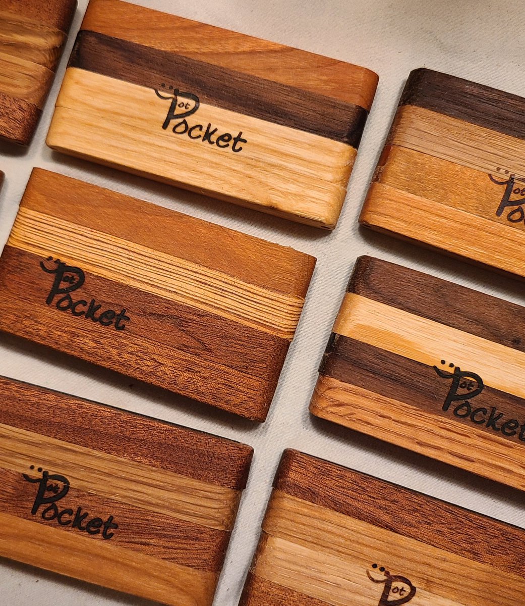 pot_pocket's tweet photo. Holiday Shopping for your favorite stoner ? Check out these wooden joint holders. Handcrafted in Boston - all unique.  Use GREEN for 20% off till Nov 28 💚 #StonerFam https://t.co/evO375zkaP
