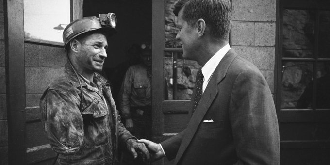 After WW2, JFK entered politics - he campaigned among miners as he would bankers, shaking hands & asking for votes. Kennedy's sense of humour & unwillingness to pander sits oddly today. But they had all been through the Depression & WW2 & likely had little time for pretensions.