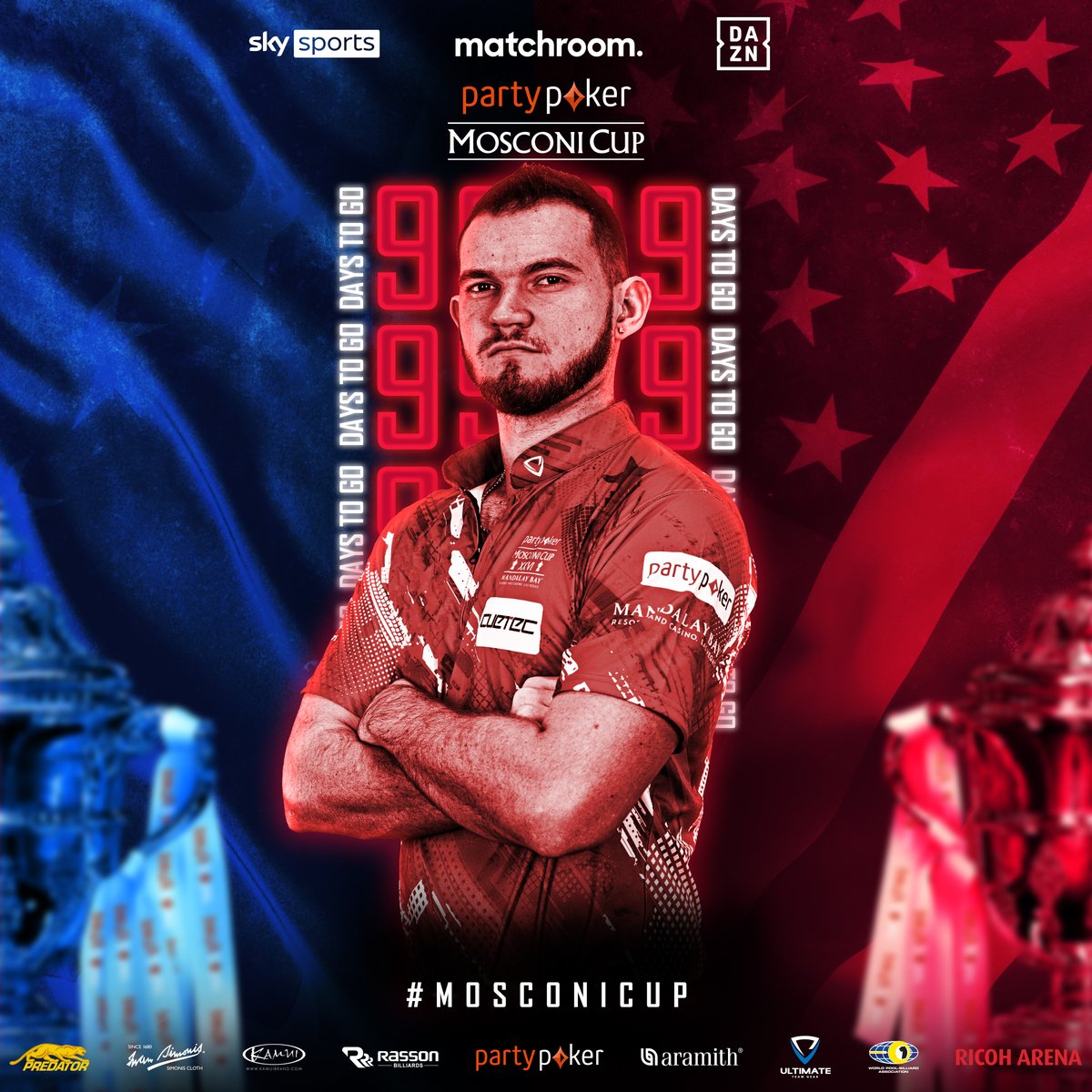 MatchroomPool's tweet image. 9⃣ 𝗗𝗔𝗬𝗦 𝗧𝗢 𝗚𝗢

🇺🇸 @billy_thorpe4 is on the hunt for his third successive @partypoker #MosconiCup title this December!

Live on @SkySports Mix and @dazngroup, December 1-4 👊