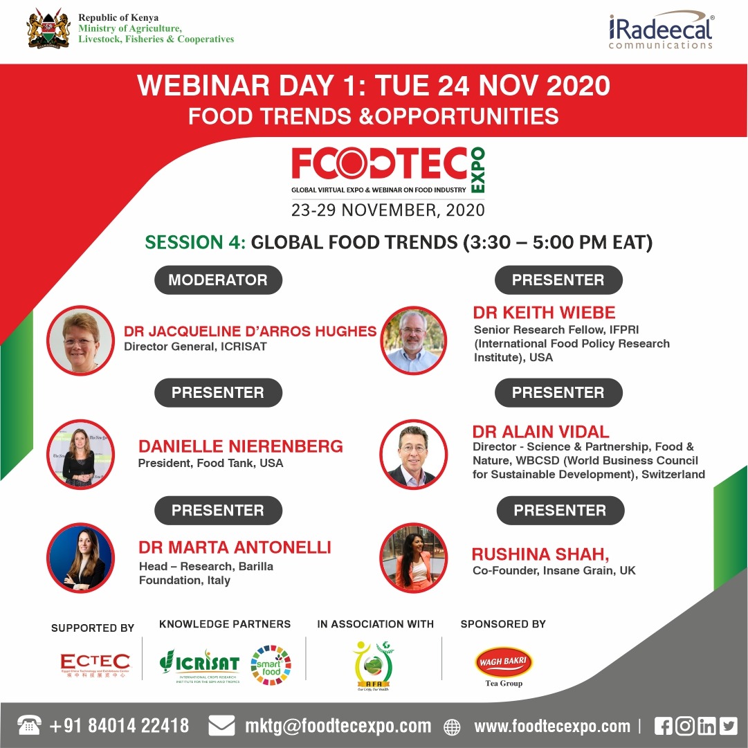foodtank's tweet photo. Join our own @DaniNierenberg who will be discussing "Global Food Trends and Initiatives" at #FoodTec2020 run by our partners @ICRISAT and #SmartFood2020.

Register here: https://t.co/fcDejJPLRU. https://t.co/FgTdWpp3Nn