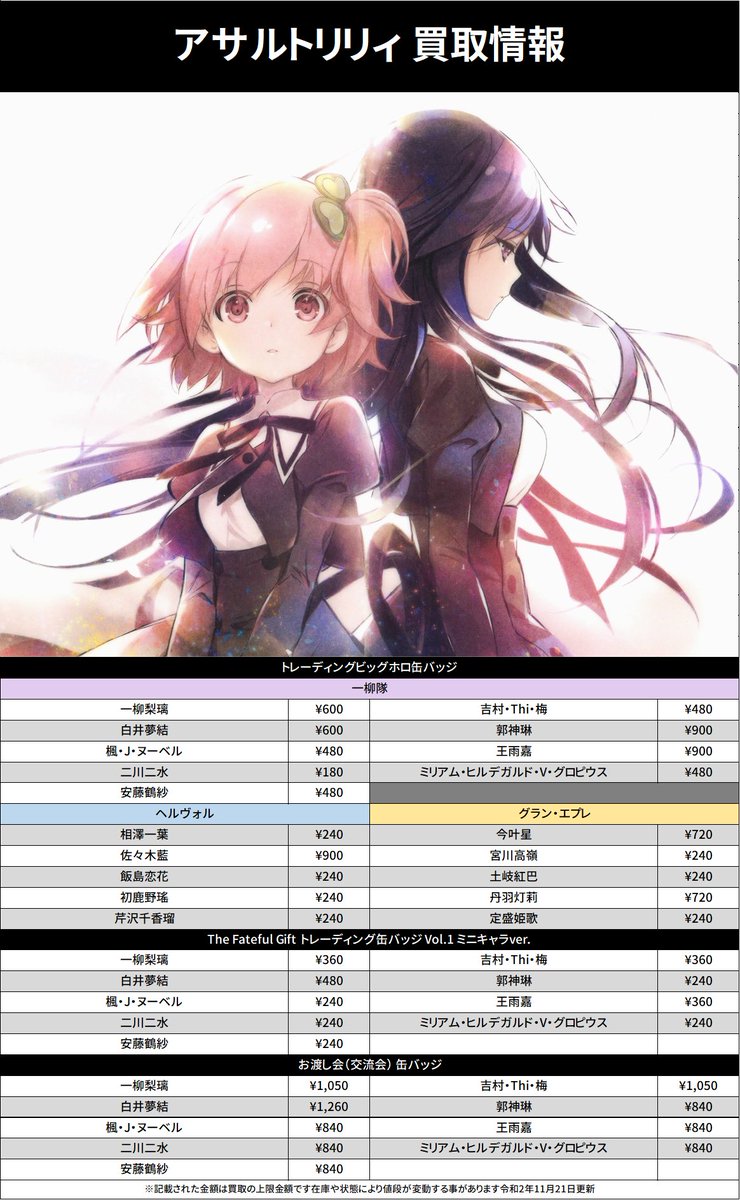 白 フリル付 アサルトリリィ 吉村・Thi・梅、安藤鶴紗、郭神琳、王雨嘉