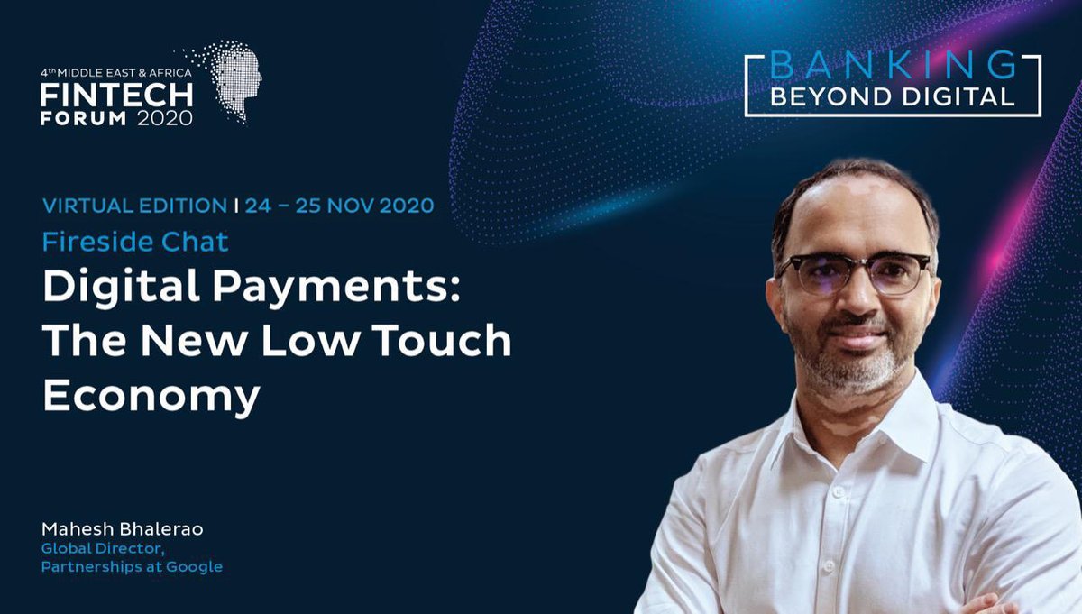 The low touch economy is here sooner than anyone had envisaged. In a riveting fireside chat, at the 4th #MEAFINTECH Forum, Mahesh Bhalerao from <a href="/Google/">Google</a> will share his views on the future of digital payments as we shift towards a digital-first world. Dates: 24 – 25 November 2020