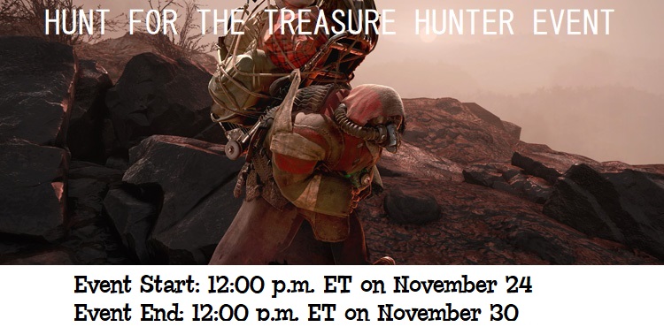 SpudGR's tweet photo. Treasure Hunter Event is back!
#fallout #Fallout76 #Falloutcamp #vault94 #vault76 #DCDeacon #Bethesda #ClubFallout #nukesdragons #wastelanders #FO4News #JuiceHead33 https://t.co/B6sNegPk1R