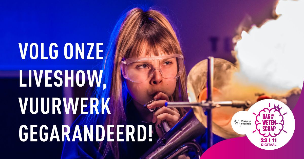 dagvdwetenschap's tweet photo. Zit je comfortabel? Hapje en drankje in de aanslag? Van 13u tot 17 is het tijd voor een liveshow van @Technopolis_Be  boordevol experimenten, weetjes, interviews met wetenschappers... allemaal live te volgen op https://t.co/GThuhcJtEF! https://t.co/wA5nzPCKBq