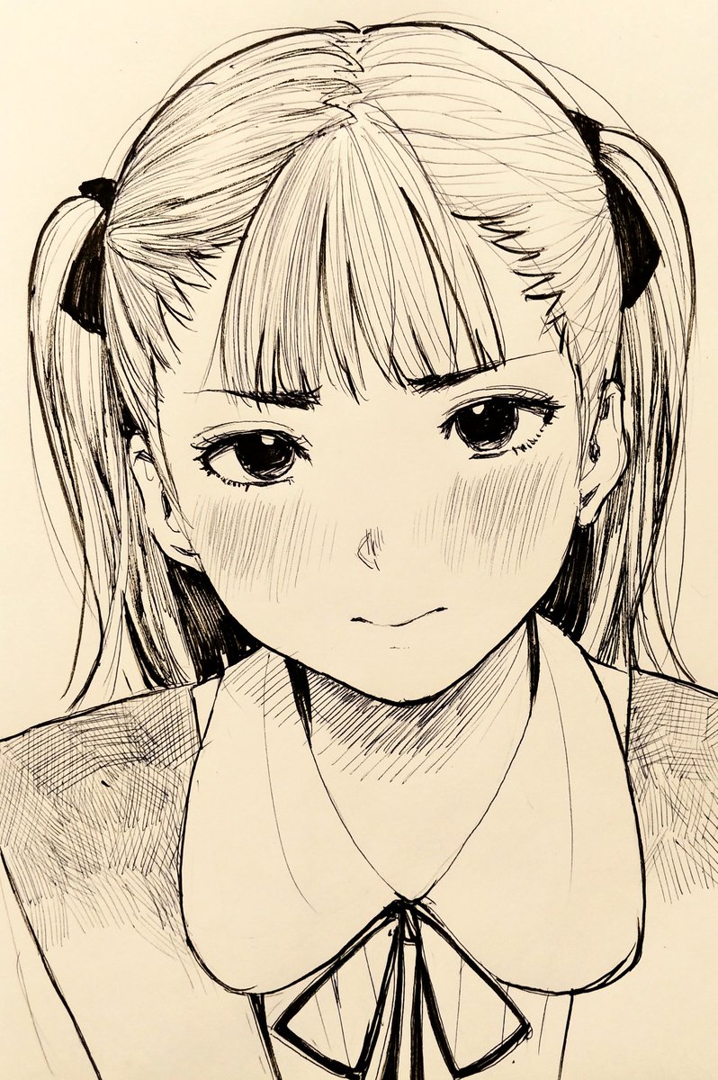 ツインテールっつうか二つ結びか。最近描いたのはエッチなやつばっかりだったよ 