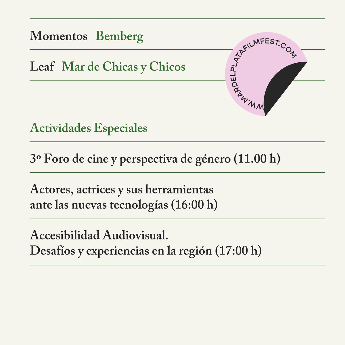 🎬 Estas son las películas y actividades especiales que podrás disfrutar en el #Dia2 del 35° Mar del Plata Film Festival.
