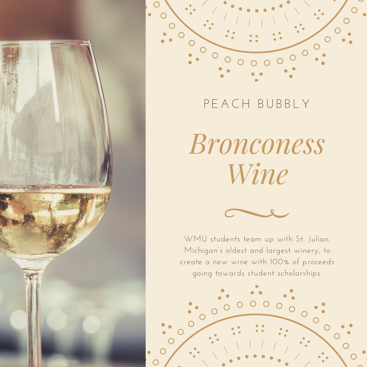 lexie_petrovic's tweet photo. Break out the bubbly 🥂 Western Michigan University students and St. Julian Winery have partnered together to create a peach sparkling wine.

The best part? 100% of proceeds go to scholarships for students. @wwmtnews @WMUAdmissions @stjulianwinery https://t.co/bIe7P52GPG