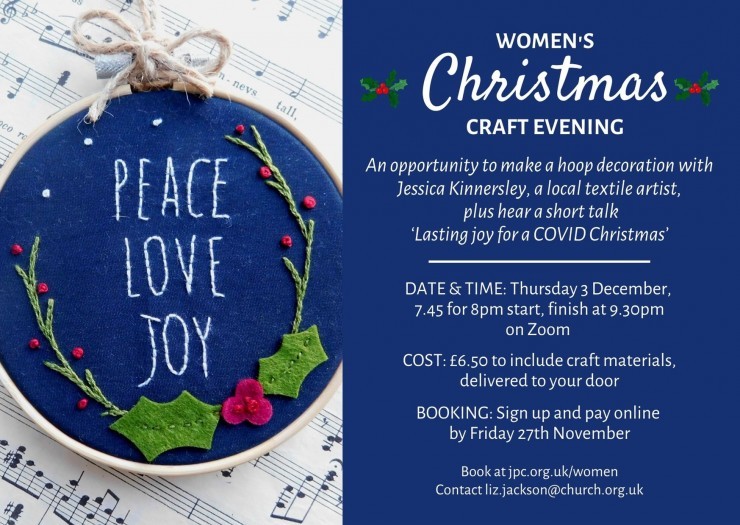 HTGChurch's tweet image. Following on from our Women's Brunch, we're holding a Christmas Craft evening! Invite your friends &amp;amp; sign up by 27 Nov to get materials delivered to your door, then tune in on 3 Dec to hear a great talk and to make your own hoop decoration! Cost £6.50

holytrinitygateshead.org.uk/groups-events/…