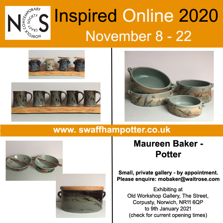 NCCSCreatives's tweet photo. Maureen makes distinctive, high fired domestic ware, employing oriental glazes with a contemporary twist. She also makes pieces for the garden. Gallery open by appointment, current restrictions permitting.
https://t.co/0h7qnAHNY5
#swaffhampotter
#supportmakers
#nccsinspiredonline https://t.co/082eVioLg5
