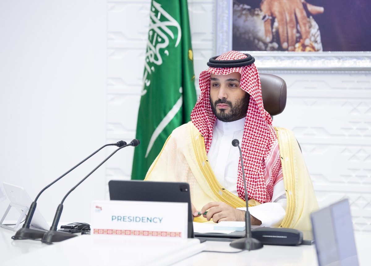 Hani_Dh's tweet image. His Royal Highness Prince Mohammed bin Salman bin Abdulaziz chairing the second session of the second day of the #G20RiyadhSummit.