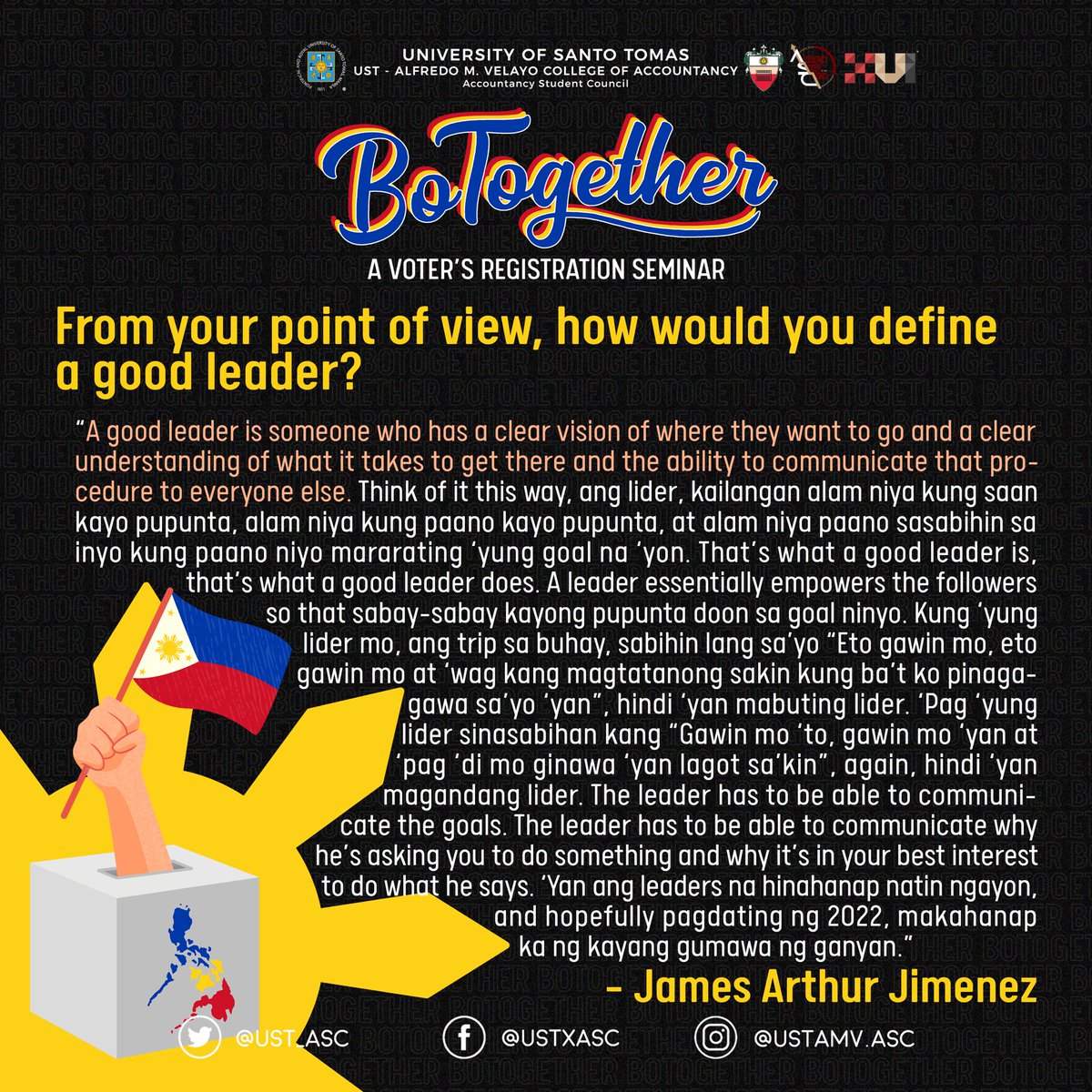 UST_ASC's tweet photo. Cast our minds back to one of our notable webinars, BoTogether, as we strive for a stronger nation in the next generation.
Full album here: https://t.co/ARXVgv4Yvj
#BoTogether
#RedefiningStandards https://t.co/wiRtOT7Z3N