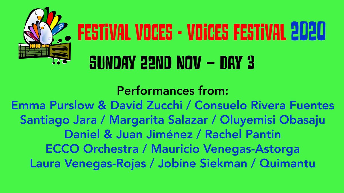 voceschilenas's tweet photo. Last day of the Festival Voces - Voices Festival tonight!! We can’t wait for you all to see it 😁 (https://t.co/yA4eMBWrTj)
...
...
...
#creativecase #onlinefestivsl #community #voces2020 #music #poetry https://t.co/J73RZWbeGI