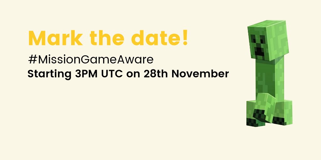 Just under a week to go until #MissionGameAware - starting at 3PM UTC next Saturday!
We have a heap of challenges and minigames for our streamers, announcing soon!

And don't forget, we're raising money for the amazing <a href="/SpecialEffect/">SpecialEffect</a>. Spread the word!