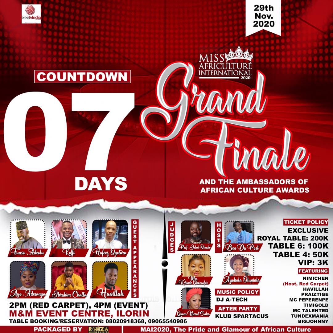 kabiikushii's tweet photo. 7 Days to go
Get your tickets now...
You don't want to miss it
#layconXmissafricultureilorin
#missafriculture
#Laycon2020
#ilorin https://t.co/qRbttXhd1Q