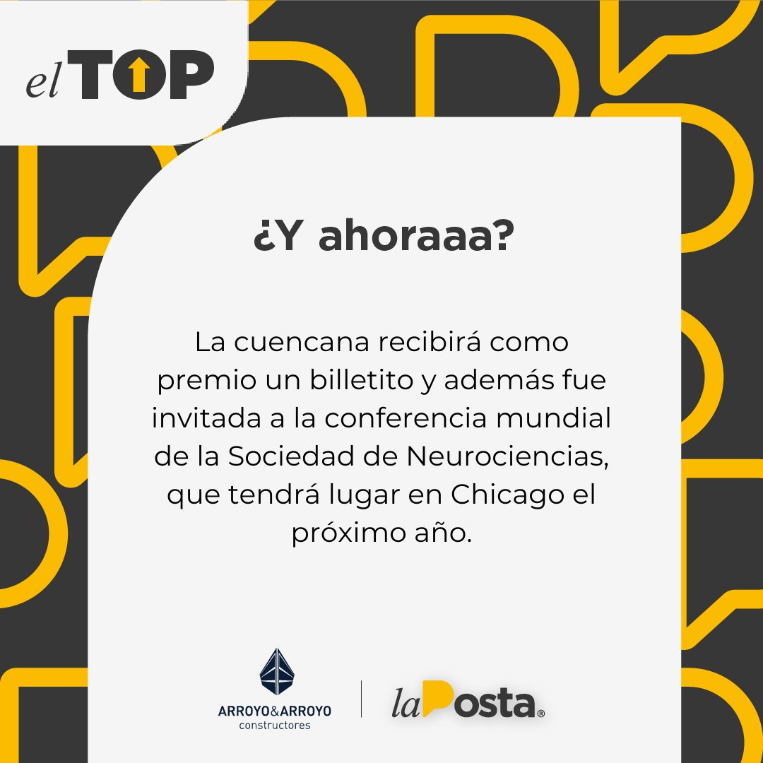 LaPosta_Ecu's tweet photo. Una ecuatoriana deja en alto el nombre de nuestro país en un concurso de  neurociencia. 
#elTop https://t.co/q8d5C2sMus