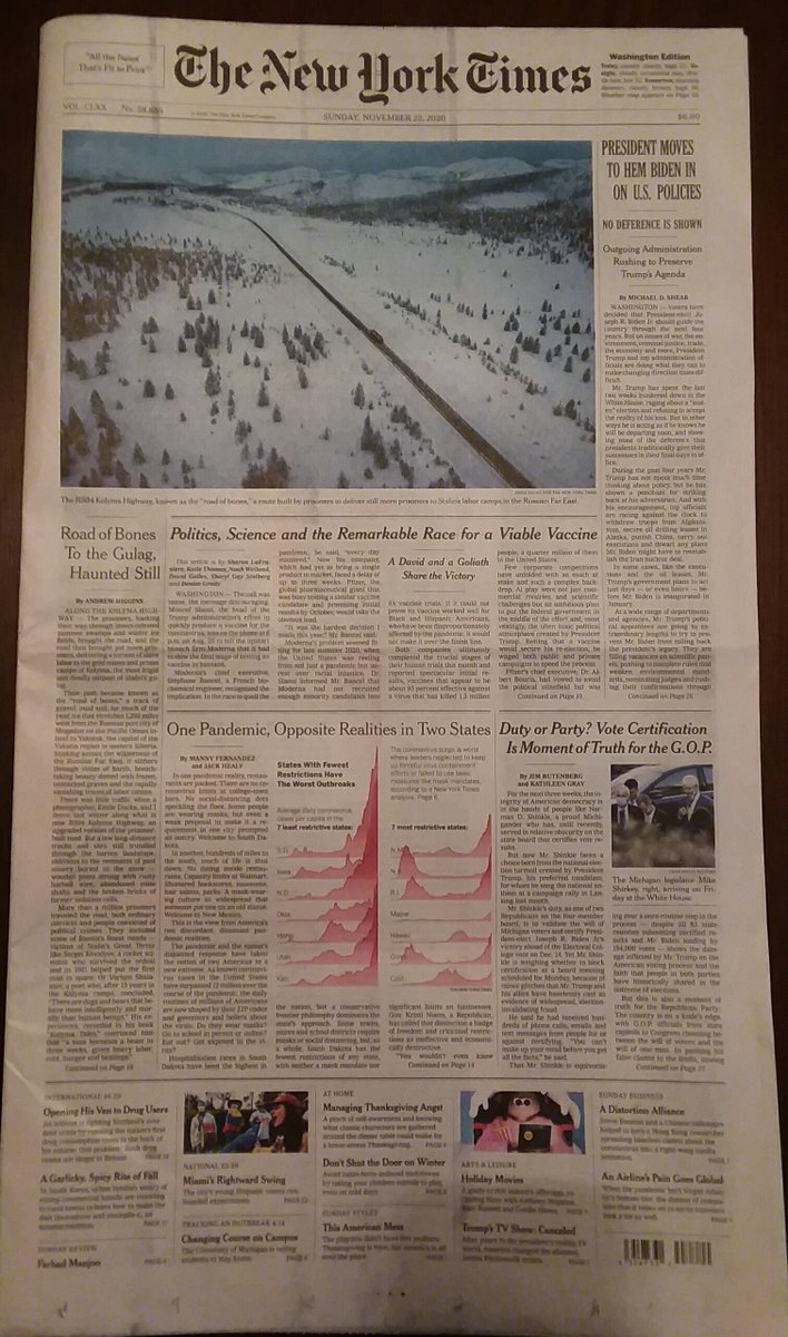 Nice cold dark winter feeling along with reminder of Russia, NYT.  #Distraction2020 