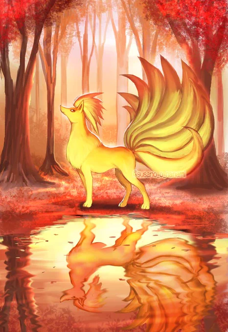 # リプ来たポケモンを描く
キュウコンさん

お題ありがとうございます!

#pokemon #fanart #Ninetales 