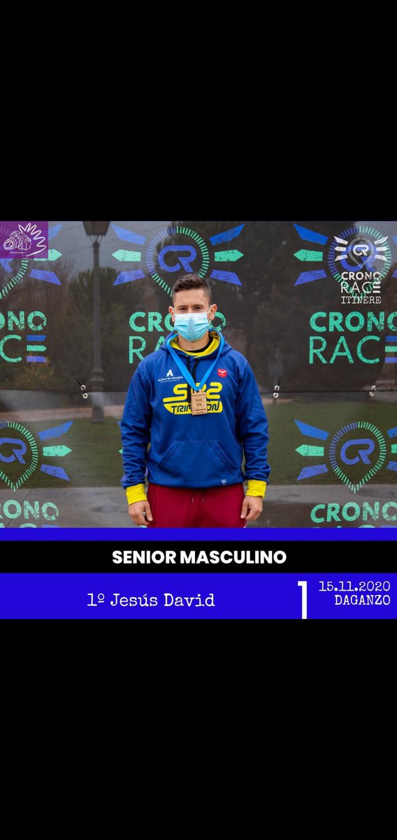 sr2triatlon's tweet photo. Jesús D. Isaac primer puesto en la carrera 10k CronoRace Itinere Daganzo 15-11-2020 carrera de 120 m de desnivel acumulado . Un máquina, ME CAGO EN LA LECHE MERCHE !! Desde luego que hay gente q para meses y siguen fuertes! PURA ENVIDIA!! 😅 #sr2 #sr2triatlon #swimrideruntriatlon https://t.co/A171k0kIC4