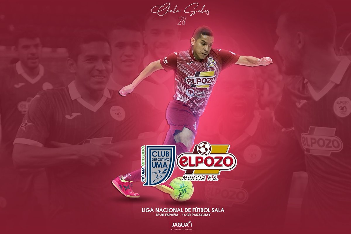 ¡Hoy juega el <a href="/chosalas10/">Cholo Salas</a>! ⚽
Desde las 14:30 🇵🇾 <a href="/ElPozoMurcia_FS/">ElPozo Murcia Costa Cálida FS</a> estará enfrentando al @UMAAntequera por la <a href="/LNFS/">LNFS</a>.
¡Éxitos Cholito!