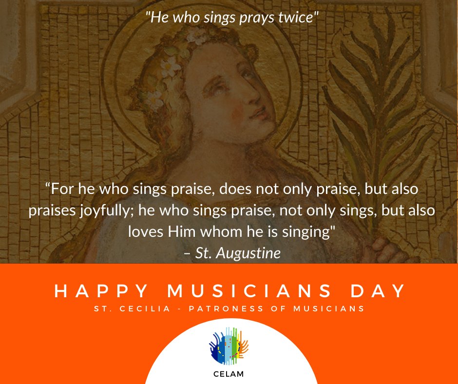 elcelam's tweet photo. Latin America has a surprising musical wealth that nourishes the world by transcending linguistic borders. Linking up different cultures or peoples in all areas.

Happy St. Cecilia's Day, patroness of musicians https://t.co/cEFOKlRWVB