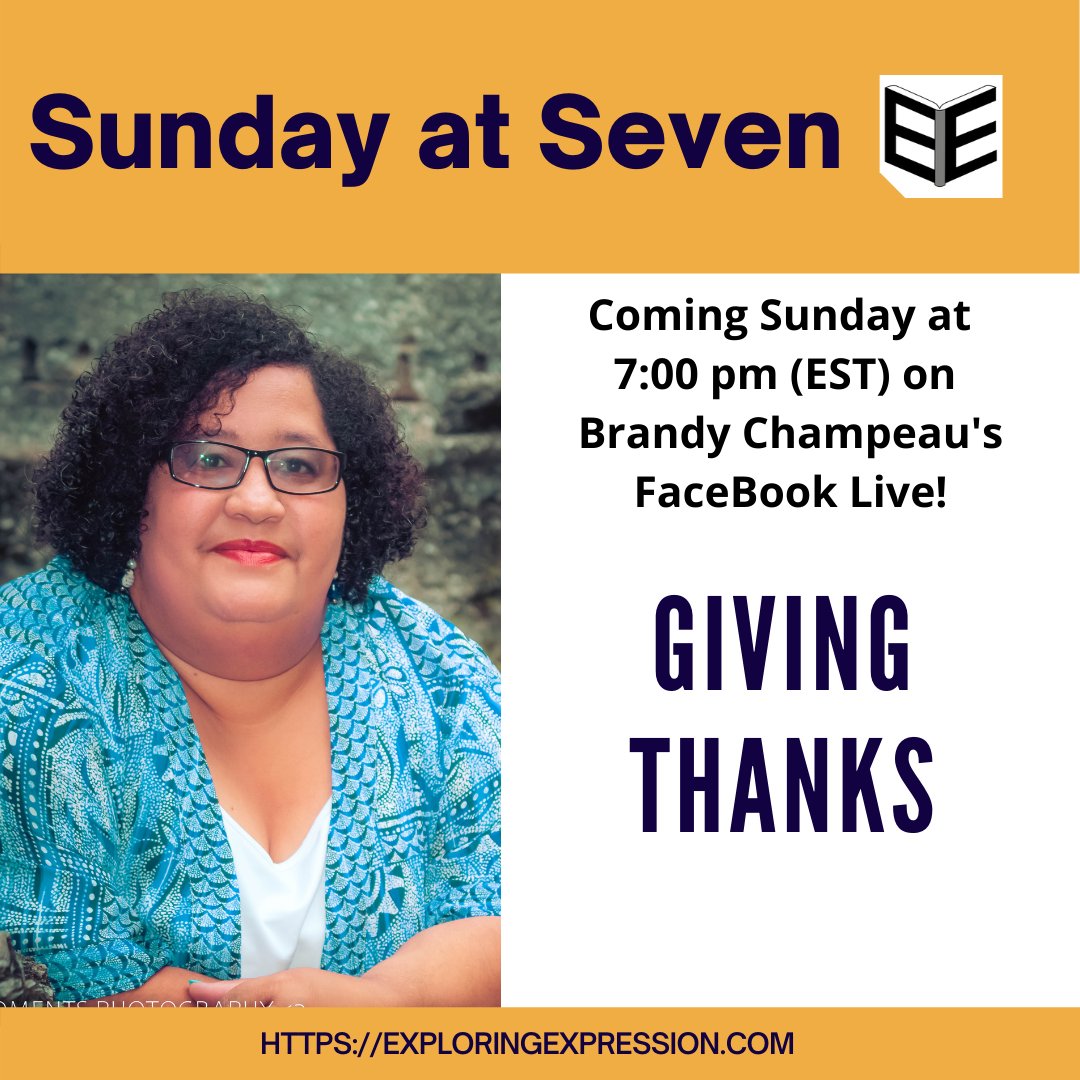 exexadmin's tweet image. Don&apos;t miss Brandy at 7:00 (EST) tonight on Brandy Champeau&apos;s Facebook.  She always has such interesting new ideas.
#exploringexpression #exploringexpressions #learninglifestlye #homeschoolfamily #learningresources #joyinlearning #thanksgiving #givingthanks #holidayideas