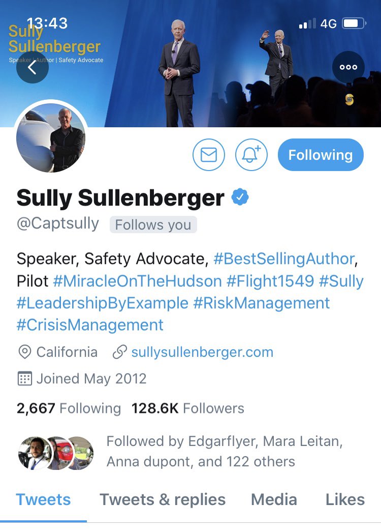 This has to be one my best moments on my other twitter account when sully followed back, a truly inspirational man