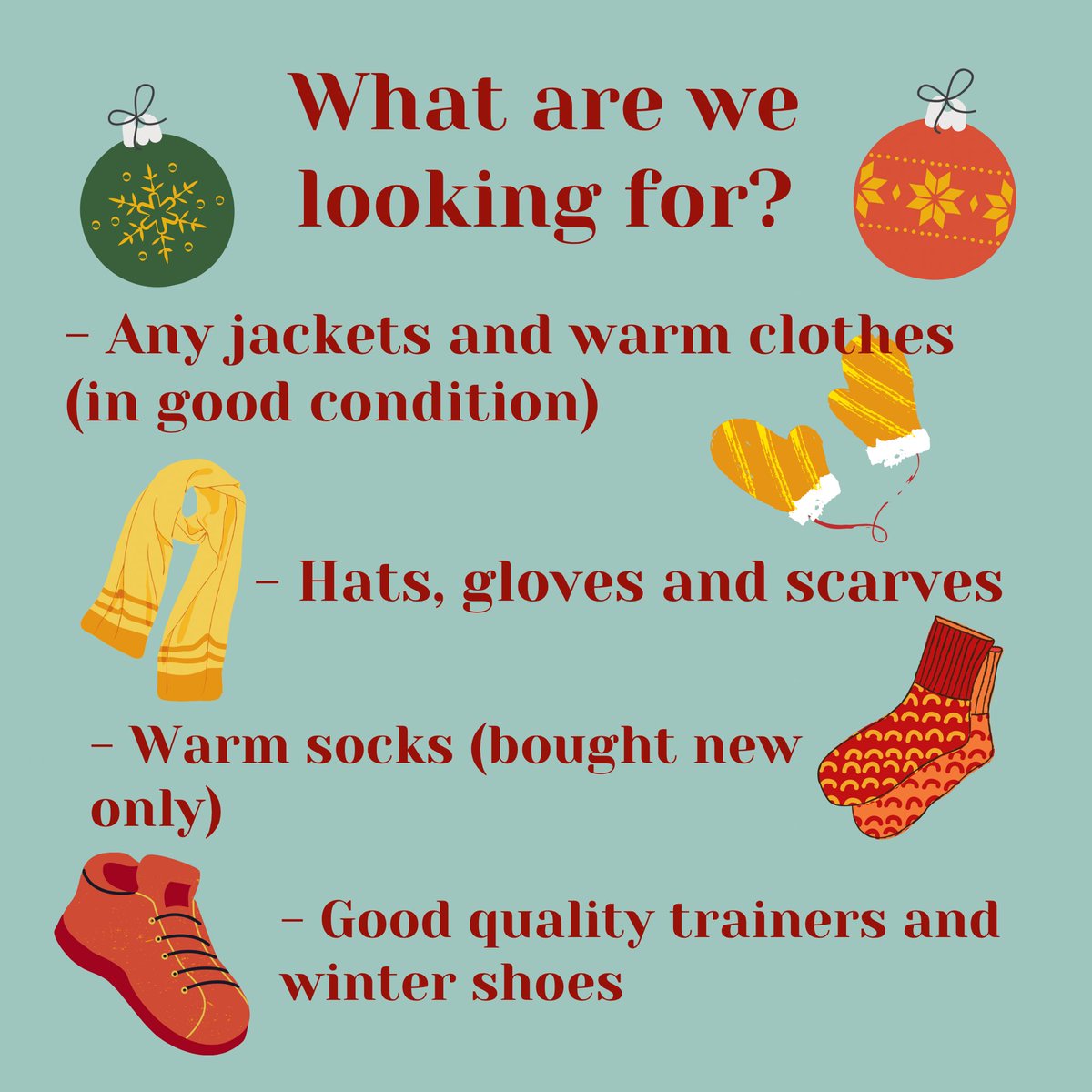 STARGlasgow's tweet photo. We are collecting clothes donations for @MaslowShop this Friday @uofglibrary level 3 next to the café! Please consider donating if you have any of the items below - men’s winter clothing especially needed! ⭐️⭐️ https://t.co/R8Txy7enVg