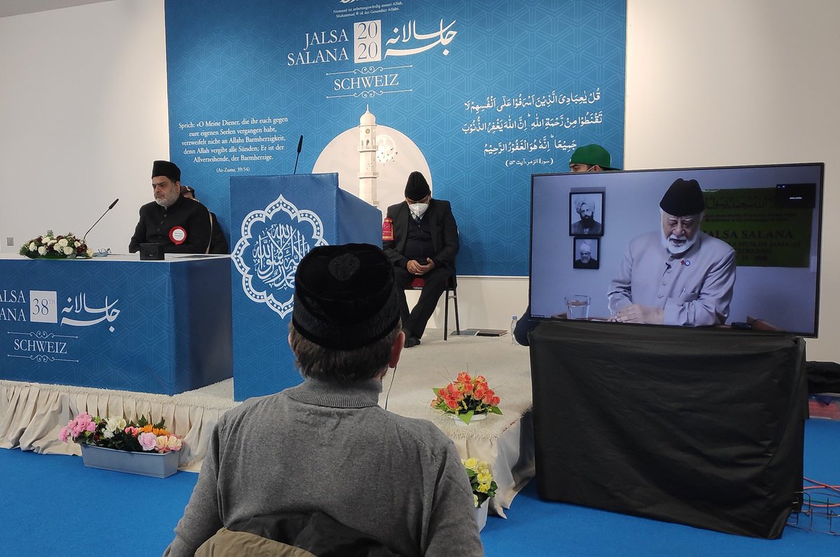 SwissJalsa's tweet photo. Respected Molana Mubarak Nazir sahib  speeking to the participants of Jalsa Salana Switzerland live from Canada. https://t.co/SQG7c2l8Hq