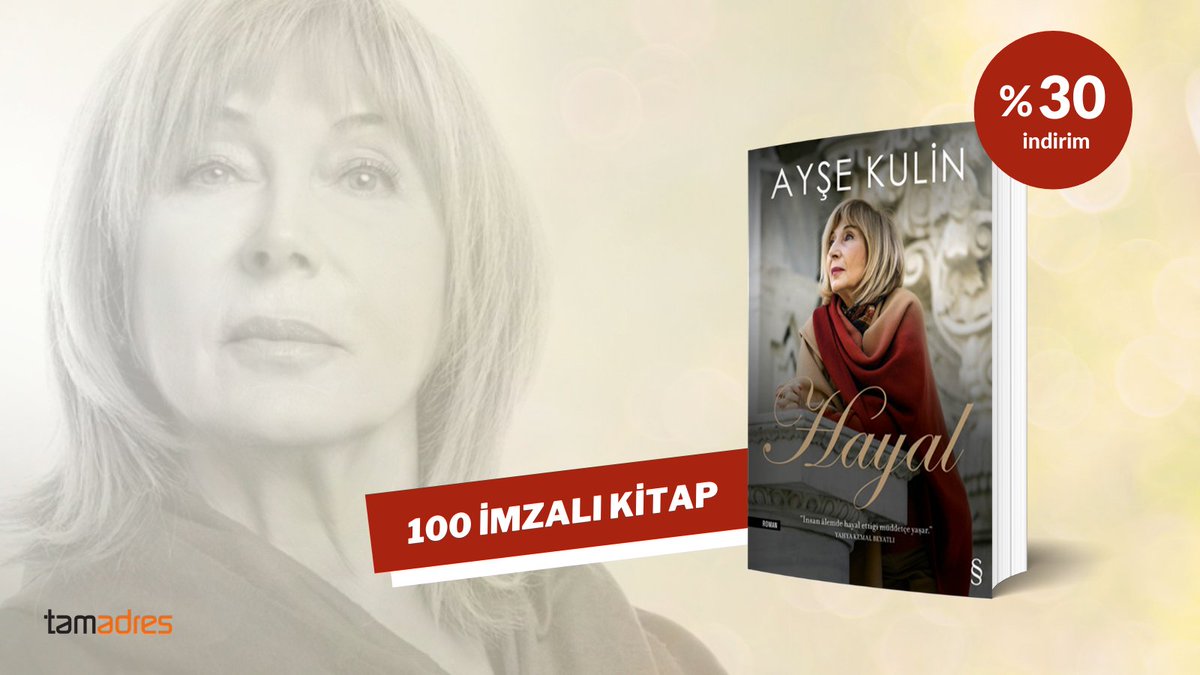 #AyşeKulin'den imzalı "Hayal" kitabı şimdi tamadres.com'da! Üstelik %30 indirimli.

<a href="/benaysekulin/">Ayşe Kulin</a> "Hayal" ile okuyucuyu kitaplarının arka bahçelerinde bir gezintiye çıkarıyor.

Hemen al: bit.ly/3lWeHmn

#tamadres #Hayal #kitap #kitabıntamadresi