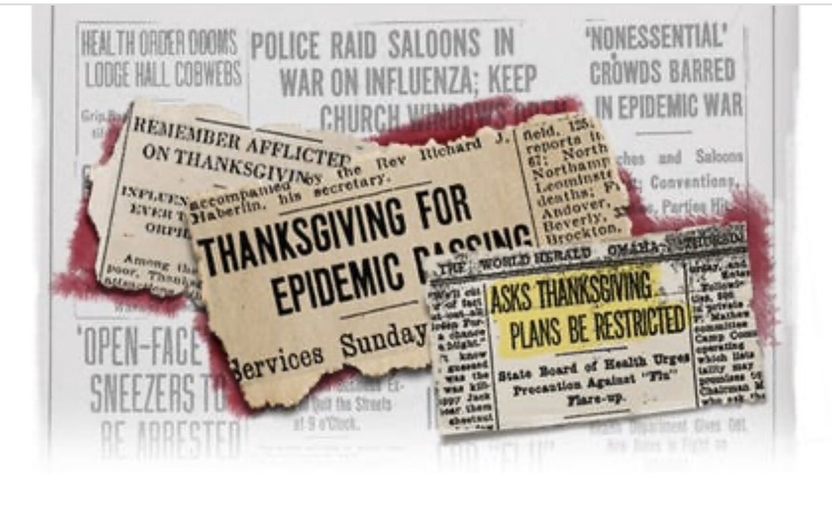 DanaMattioli's tweet photo. In 1918, authorities pleaded with people not to gather on Thanksgiving. Many didn’t listen, causing a spike https://t.co/vvYzAUEQxc https://t.co/FybMAy6GDX