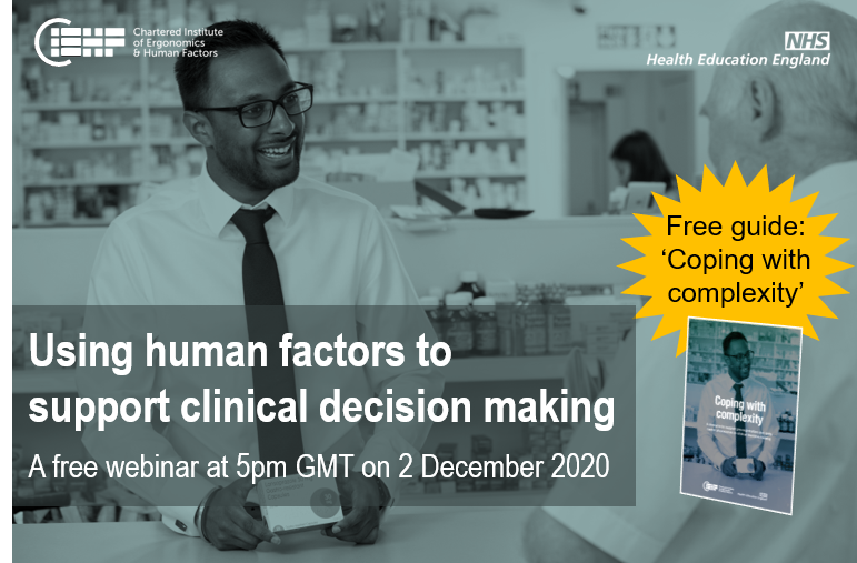 CIEHF's tweet photo. Upcoming webinar:

Using Human Factors to Support Clinical Decision Making

02/12/2020 at 5pm

Find out more details and register to attend here: https://t.co/fbJ18xvYEa

#Ergonomics #HumanFactors #EHF2021 #CIEHFJoin #DecisionMaking 

@AJWiddowson @Noorzaman_R @NHS_HealthEdEng https://t.co/RsAnVknhcA