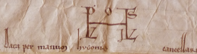 BrunelGhislain's tweet image. Tracer un #monogramme royal (LVD/O/VICVS) est un exercice périlleux pour les scribes du règne de Louis VII. Mais l'inventivité est au rendez-vous, pour donner un rôle au O, pour trouver une place au I, etc. 4 exemples (1146, 1152, 1155, 1174) des @ArchivesnatFr