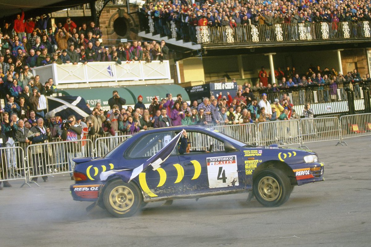 carsandcoffeeCH's tweet photo. On the 25th anniversary of Colin McRae’s world championship win, who remembers that fantastic evening at @ChesterRaces ?
#MCRAE25 https://t.co/vjFho67ukx