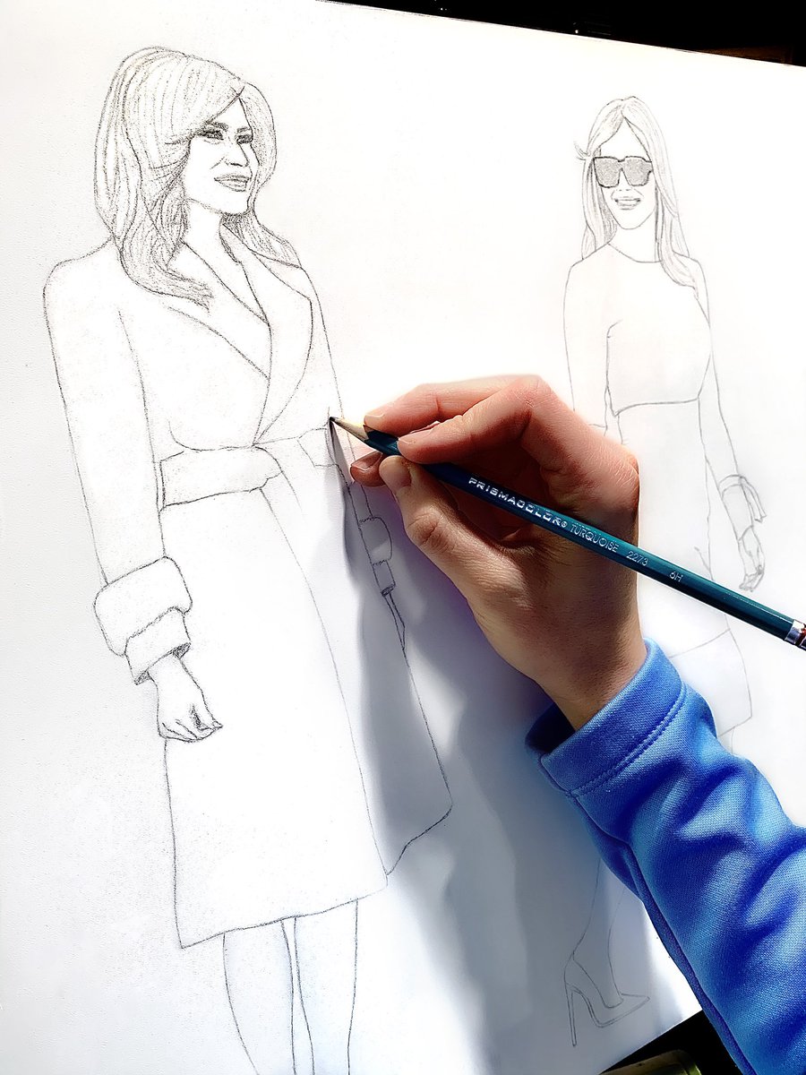 courtlynnreed's tweet photo. Drawing our classy, graceful and elegant @FLOTUS.  Thankful for all you do as America’s First Lady.  @turquoisecreate Painting to follow!  #BeBest #USA https://t.co/g0GgWoqeRJ