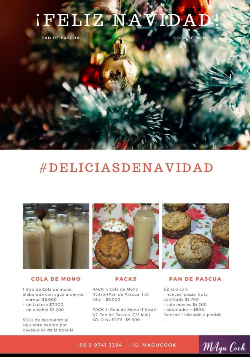 ccarvajaly's tweet photo. En esta Navidad, prefiere Pymes! #DeliciasdeNavidad Cola de mono y pan de Pascua a domicilio. Despacho gratis en #Providencia #LasCondes #Ñuñoa y #LaReina #ArribaPymes Pedidos al +56 9 97413394 https://t.co/cRmJIOWJLV