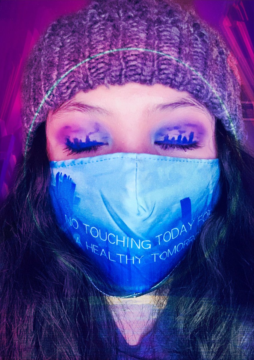 MoiraLanDavis's tweet photo. I did a #thekeytofear makeup look!! 💜💙 Make sure to get your copy of @KCastAuthor ‘s newest novel. (More about the book on my Instagram: moira_ld) “No touching today, for a healthy tomorrow.” (Also please wear your masks, keep your distance, and stay healthy and safe!) https://t.co/Y1dX8CVqQS