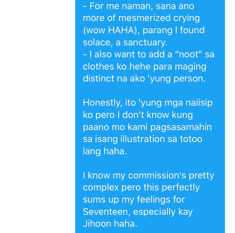 throwback lang din kung bakit sobrang JDJDKFJJFNDD ko sa vlive niya kanina (na hindi ko pa naman napapanuod nang buo).ito 'yung details ng commission ko noong semicolon era kay  @voboarts! 'di ba, dejavu? (tama ba spelling sobrang bangag ko na)