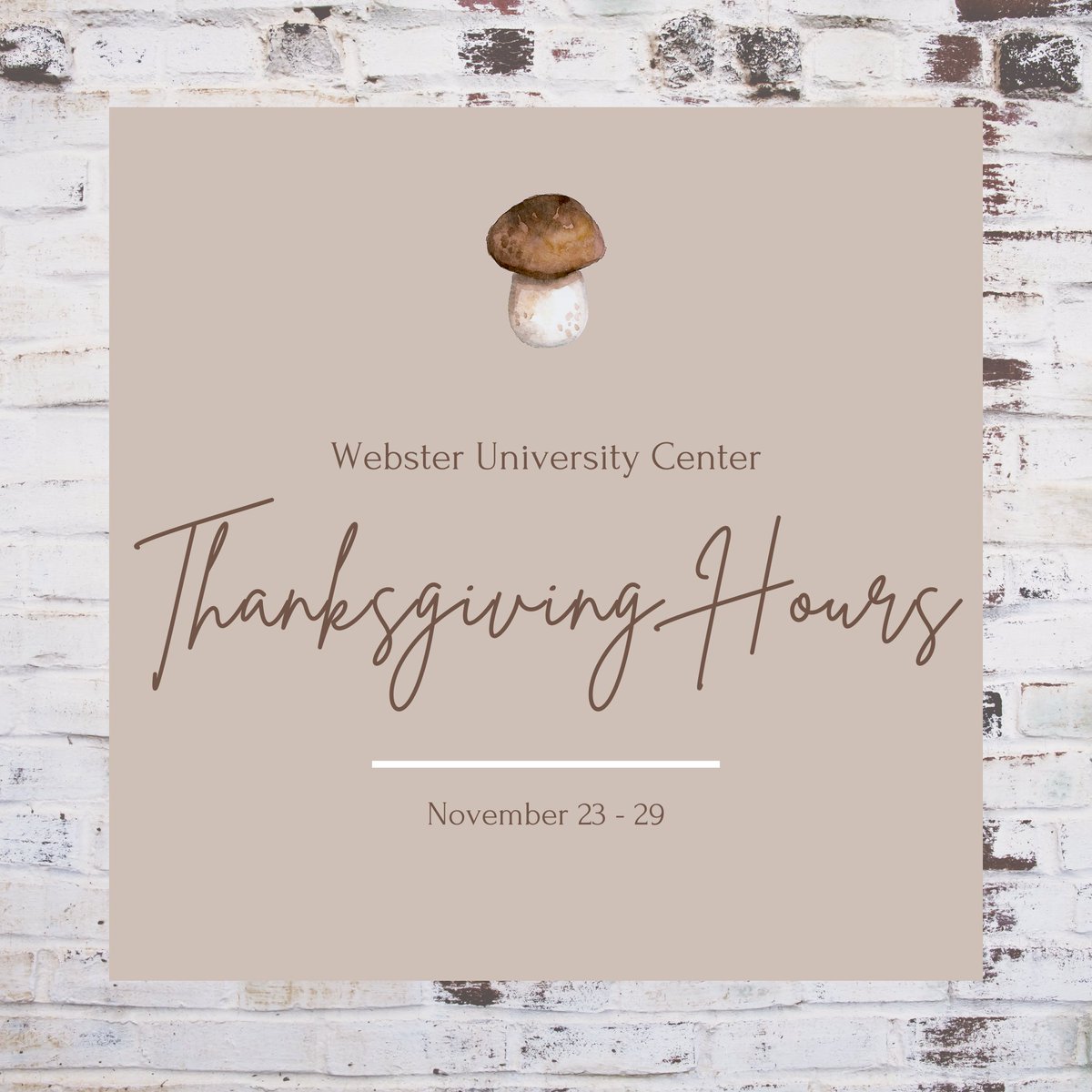 WebsterUC's tweet photo. Here are the hours of operation for this coming week. Have a wonderful Thanksgiving break and make sure to stay safe! https://t.co/G4sf8NsnK9