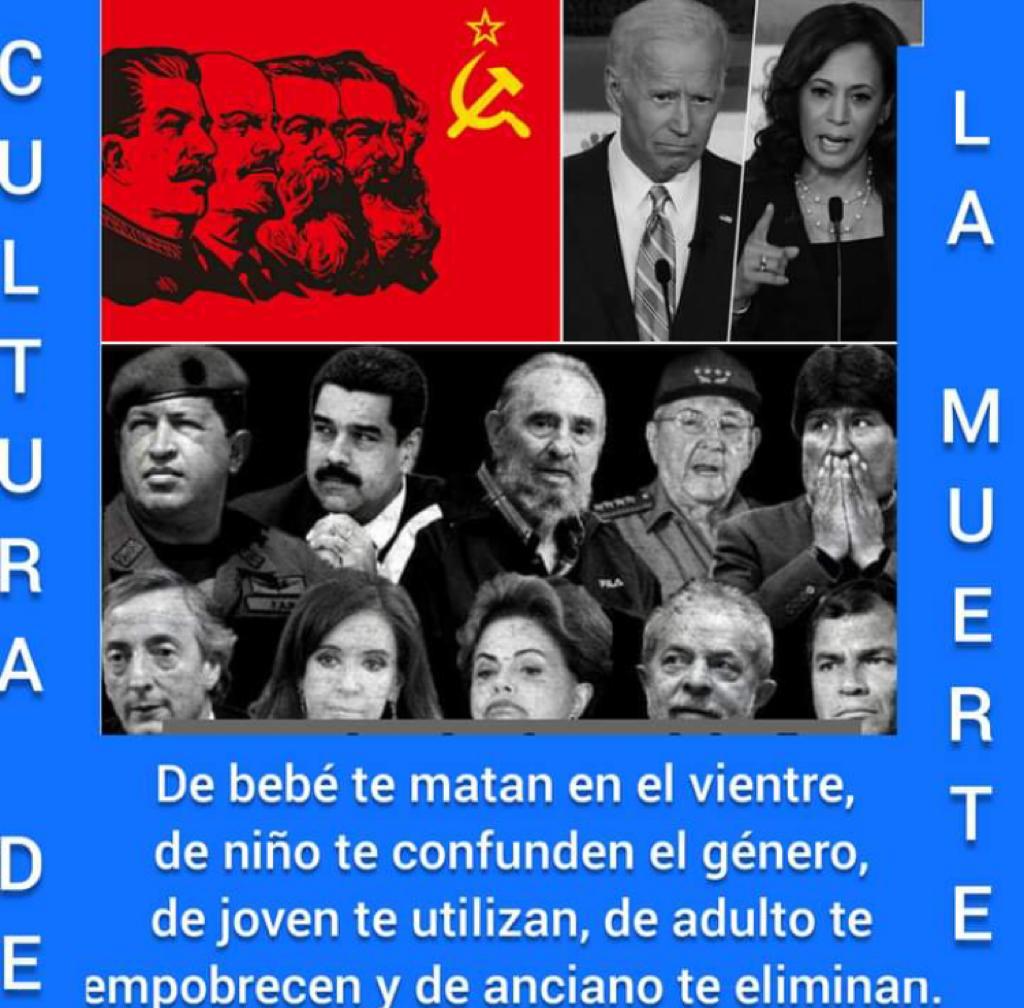 ProtestaMilitar's tweet photo. CULTURA DE LA MUERTE: 
El #Socialismo #Comunismo #Castrismo o #Chavismo
De BEBÉ te MATAN en el VIENTRE, de NIÑO te CONFUNDEN el GÉNERO,
de JOVEN te UTILIZAN,
de ADULTO te EMPOBRECEN y de ANCIANO, te ELIMINAN.
Ah, pregunten en #Cuba o #Venezuela para NO ir más lejos. #22Nov2020 https://t.co/FTUbD1vq41